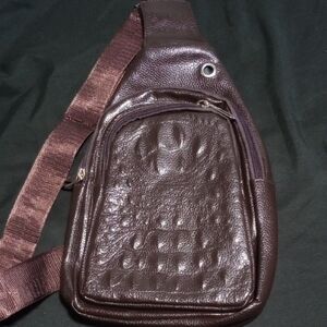 Men's Brown Leather Crossbody Sling Bag